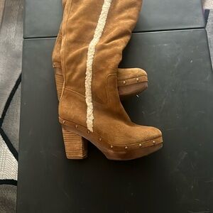 Stylish Brown Suede knee high boots  with Stud Details